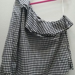 J. Crew asymmetrical  Plaid shirt Size L